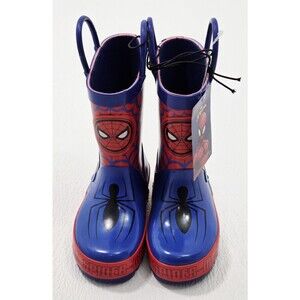New Spiderman Youth Pull On Rain Boots Size 5-6 Marvel Ships Fast